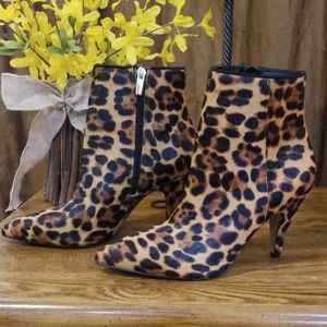 Cow Hide Leopard Print Booties